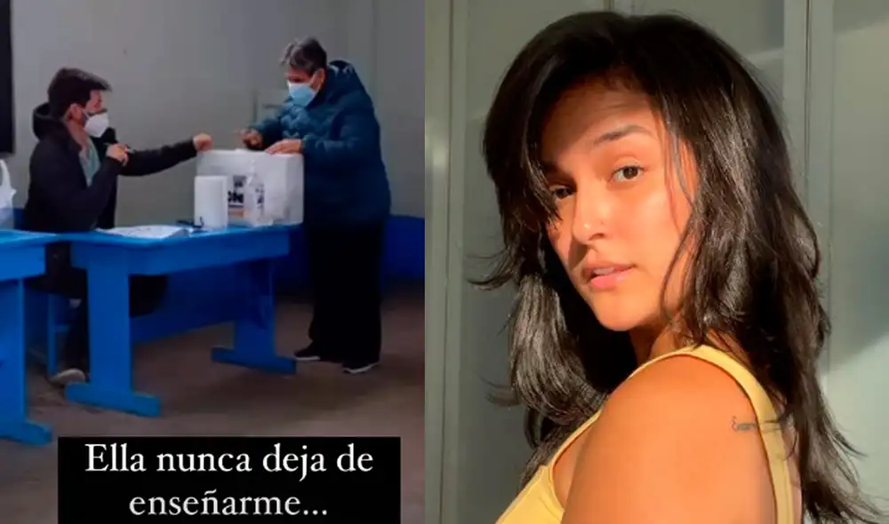 Daniela Darcourt acudió a las urnas de votación al lado de su abuelita, quien también participó en las elecciones 2021. Foto. Daniela Darcourt / Instagram