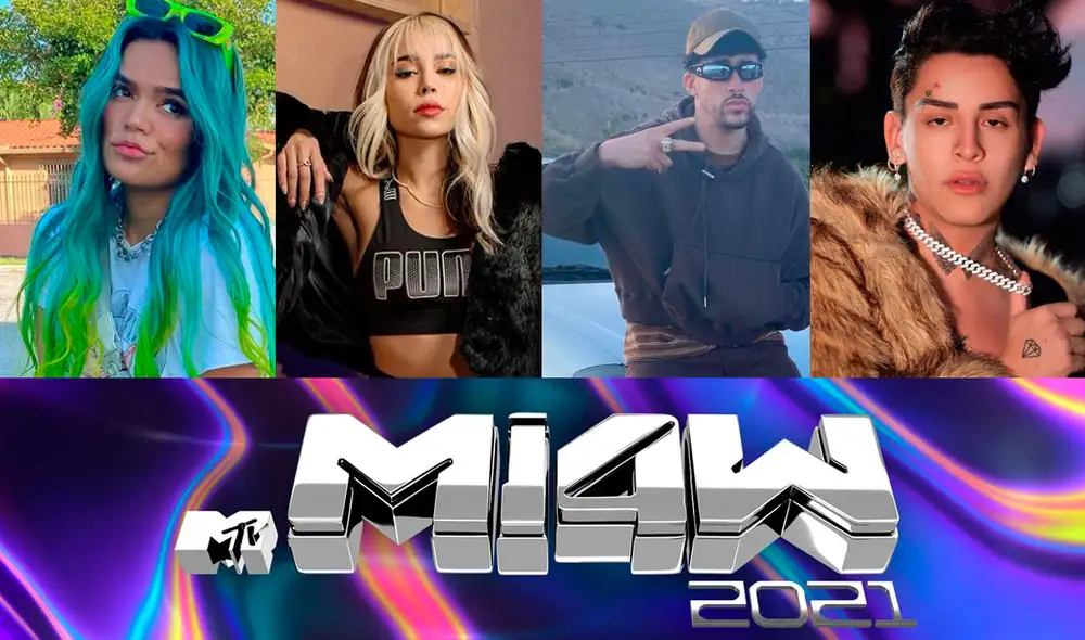 Karol G, Danna Paola, Bad Bunny y Kunno figuran entre los nominados a los MTV MIAW 2021. Foto: composición/MTV/Instagram