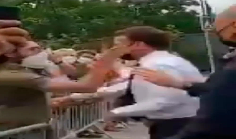 El incidente se dio mientras Macron realizaba un viaje oficial en un departamento de Francia. Foto: captura de pantalla