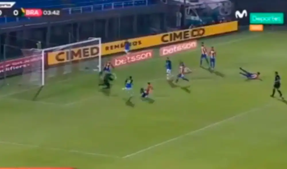 Neymar madrugó a Paraguay con una espléndida definición por la fecha 8 de las Eliminatorias Qatar 2022. Foto: captura Movistar