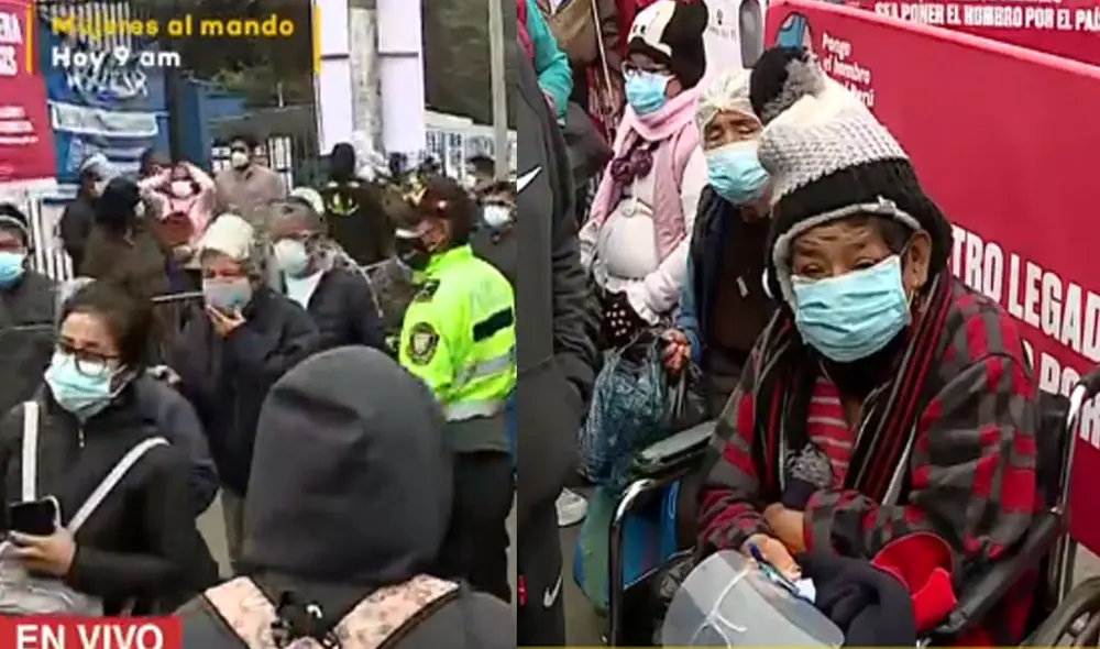 Cientos de personas aguardan su inmunización desde temprano. Foto: captura de Latina
