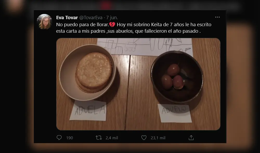 El pequeño que escribió el mensaje para sus abuelos tiene tan solo 7 años: Foto: captura de Twitter