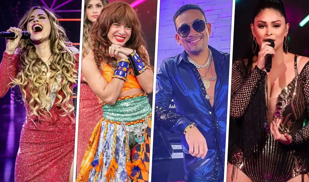 Milett Figueroa, La Uchulú, Josimar y Pamela Franco en el set de El artista del año. Foto: composición/ Instagram