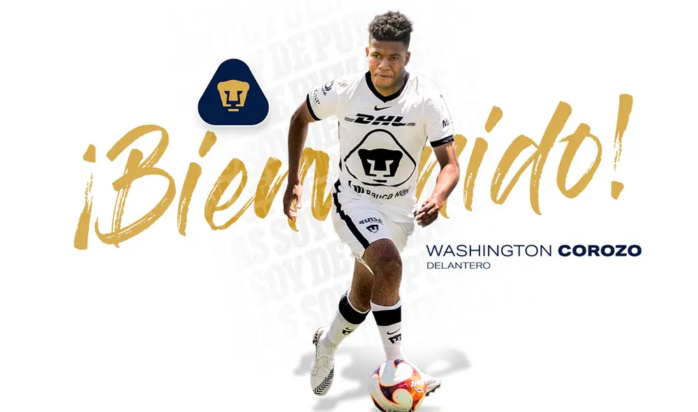 Pumas presentó oficialmente al exdelantero de Sporting Cristal Washington Corozo. Foto: Pumas UNAM