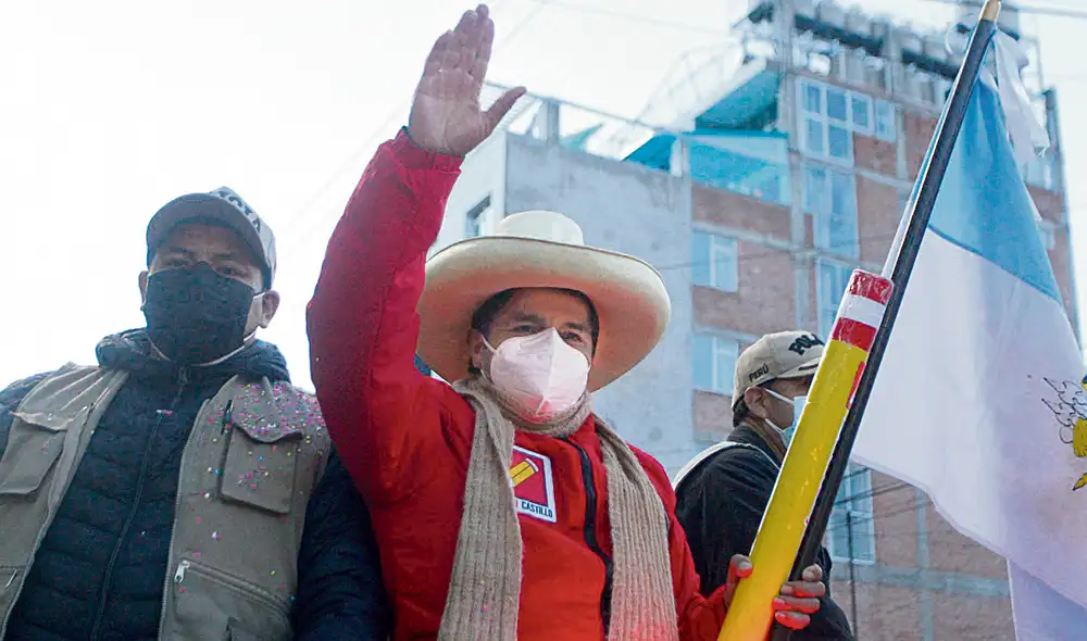 Castillo. El lunes pasó adelante en el conteo de votos y se ha mantenido primero, pese al voto del exterior en contra. Foto: difusión Castillo. El lunes pasó adelante en el conteo de votos y se ha mantenido primero, pese al voto del exterior en contra. Foto: difusión