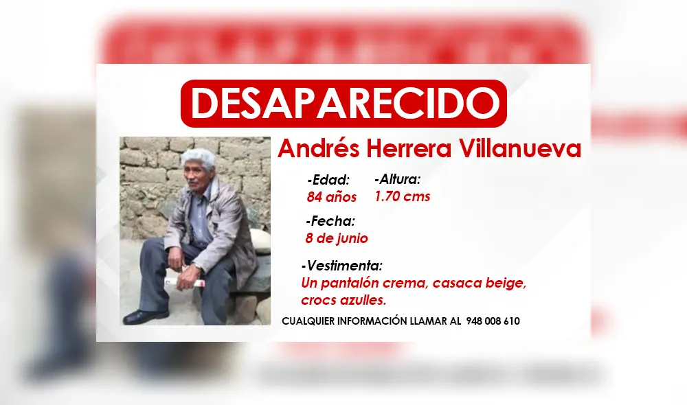 Familiares piden apoyo para encontrar al adulto mayor.