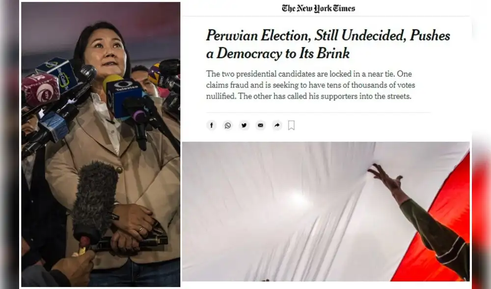 Casi una semana después de que se emitieran los votos, “Perú nuevamente está preso de la incertidumbre”, señala el Times. Foto: AFP