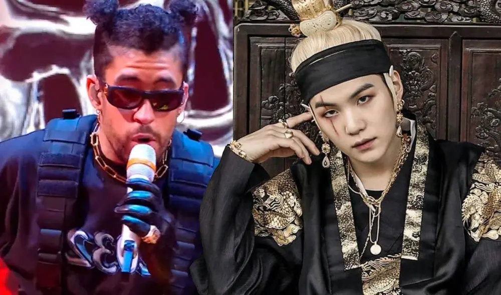 Suga lanzó "Daechwita" en mayo del 2020. Bad Bunny estrenó "Booker T" en noviembre de ese mismo año. Foto: composición LR/HearThisMusic/HYBE