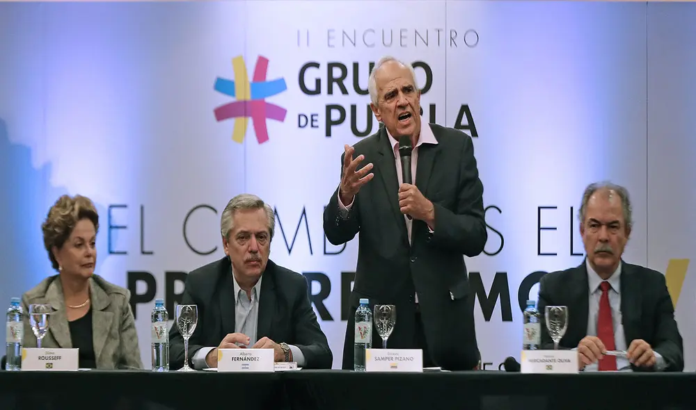 Ernesto Samper se unió a Alberto Fernández y Dilma Rousseff en su saludo a Pedro Castillo, quien se mantiene arriba en el conteo de la ONPE. Foto: AFP
