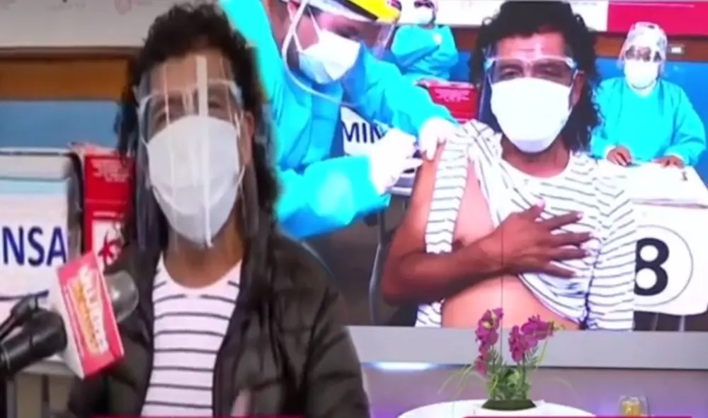 El arista peruano feliz por ser vacunado. Foto: captura Latina El arista peruano feliz por ser vacunado. Foto: captura Latina