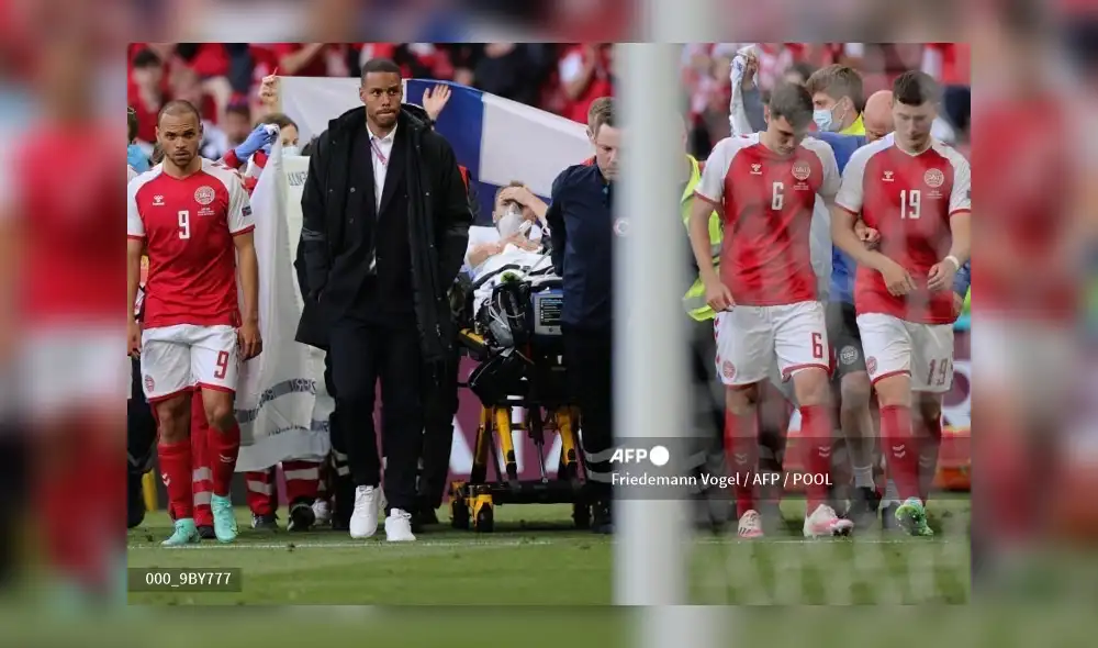 Christian Eriksen logró recuperar el conocimiento. Foto: Friedmann Vogel/AFP