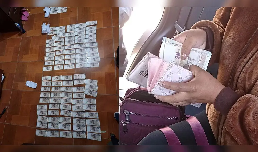 Los sujetos tenían decenas de billetes de S/ 20 falsos. Foto: Policía