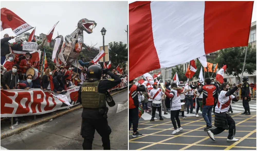 Partidarios de uno y otro bando se encontraron en Cercado de Lima. Foto: Aldair Mejí/La República Partidarios de uno y otro bando se encontraron en Cercado de Lima. Foto: Aldair Mejí/La República