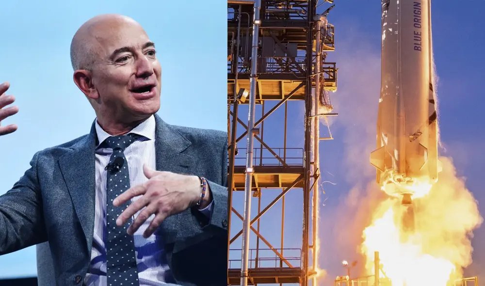 La subasta para viajar con Jeff Bezos y su hermano se disparó rápidamente en esta última semana. Foto: composición/AFP