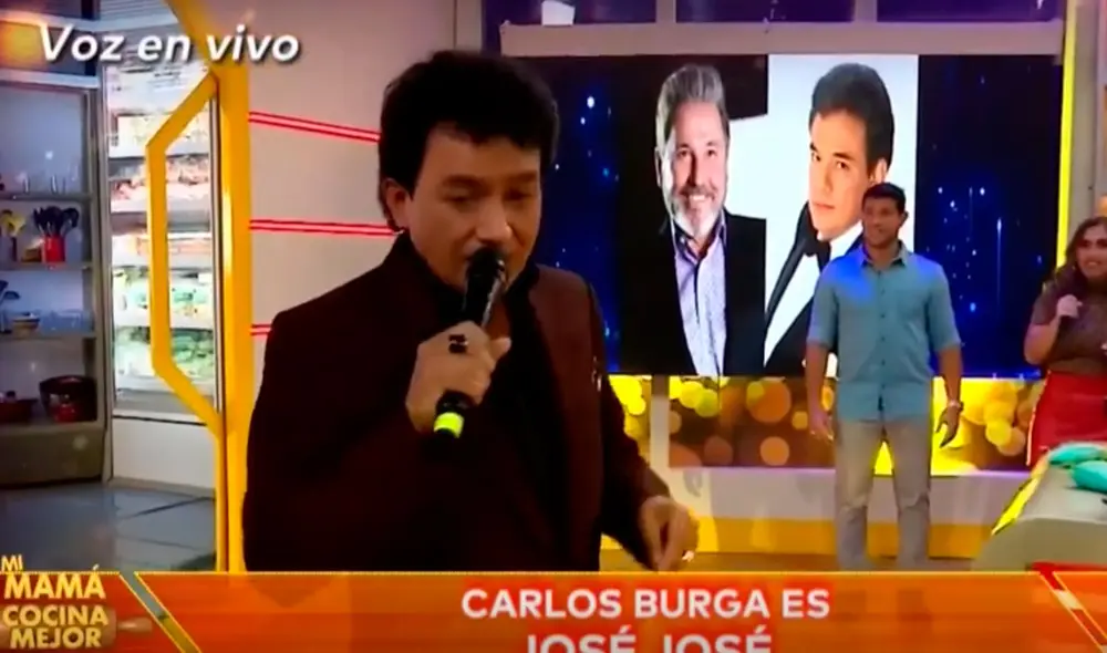 Carlos Burga pisó el set de América TV para apoyar a Ricardo Rondón en reto de canto. Foto: captura/América TV