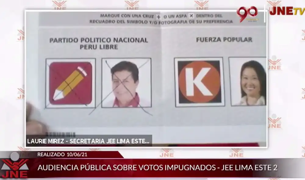 Voto invalidado por el JEE de Lima Este 2. Foto: captura Voto invalidado por el JEE de Lima Este 2. Foto: captura