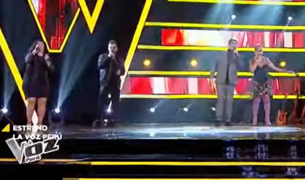 Guillermo Dávila, Mike Bahía, Daniel Darcourt y Eva Ayllón abrieron la nueva temporada de La voz. Foto: captura Latina Guillermo Dávila, Mike Bahía, Daniel Darcourt y Eva Ayllón abrieron la nueva temporada de La voz. Foto: captura Latina