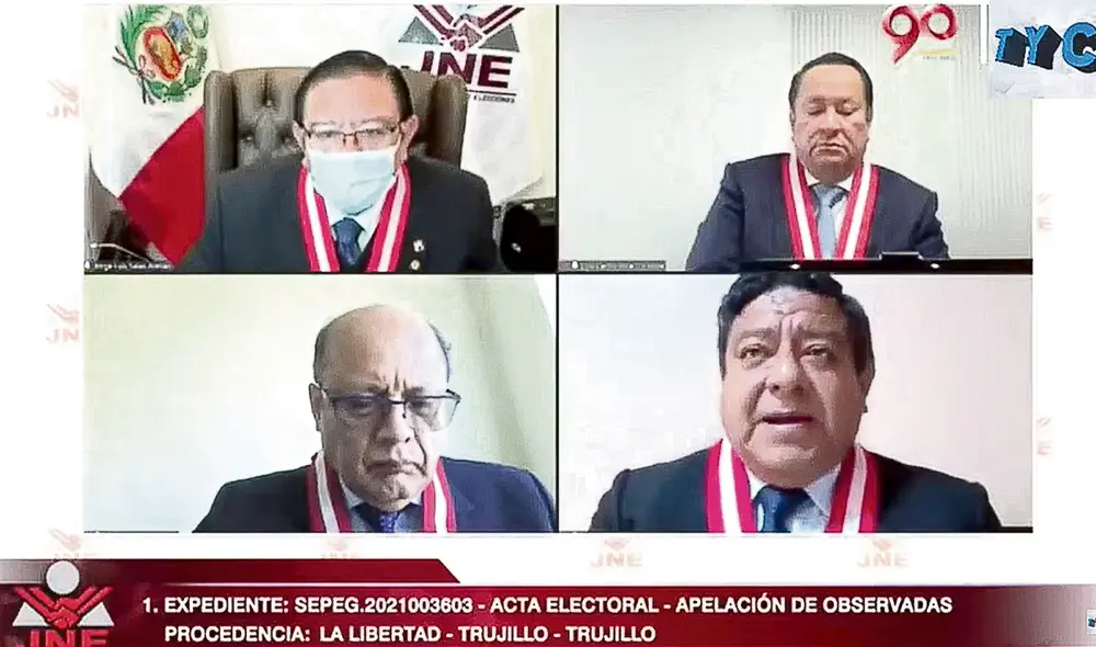 Última instancia. Magistrados del JNE comenzaron audiencia de actas electorales observadas por la ONPE. Faltan ver los recursos de nulidad. Foto: JNE Última instancia. Magistrados del JNE comenzaron audiencia de actas electorales observadas por la ONPE. Faltan ver los recursos de nulidad. Foto: JNE