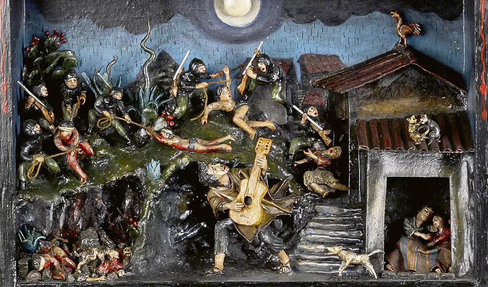 Obra. Retablo “Huamanga”, de Edilberto Jiménez, sería causa de infracción de ley en un museo. Foto: difusión Obra. Retablo “Huamanga”, de Edilberto Jiménez, sería causa de infracción de ley en un museo. Foto: difusión
