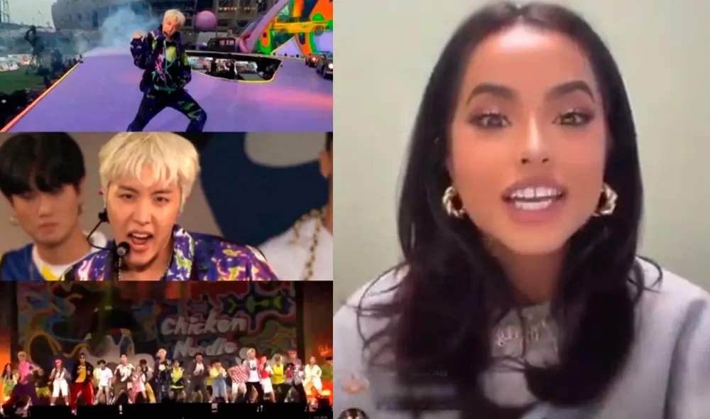 Comentarios de Becky G sobre el "Chicken noodle soup" de BTS. Foto: composición LR / Big Hit / Instagram