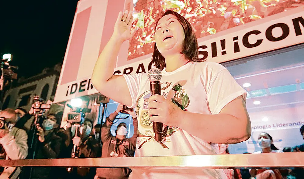 Misma reacción. Keiko en el camino de trumpistas de la región. Foto: Jhon Reyes / La República Misma reacción. Keiko en el camino de trumpistas de la región. Foto: Jhon Reyes / La República