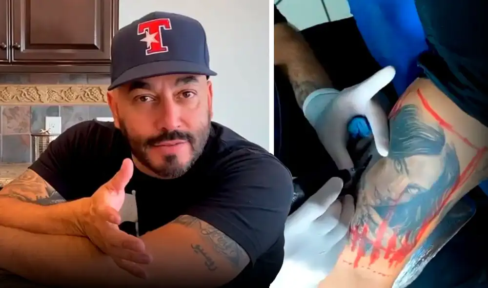 Lupillo Rivera dijo que fue su hijo quien eligió el diseño para cubrir el tatuaje de Belinda. Foto: captura Lupillo Rivera / Instagram