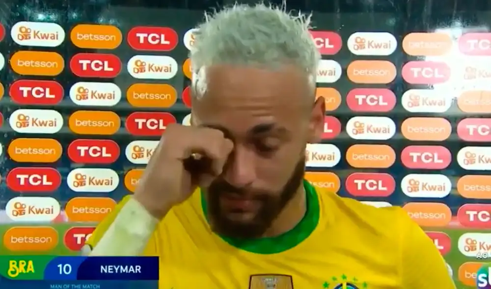 Neymar se emocionó tras la goleada de Brasil a Perú 4-0 por la Copa América 2021. Foto: captura de SBT
