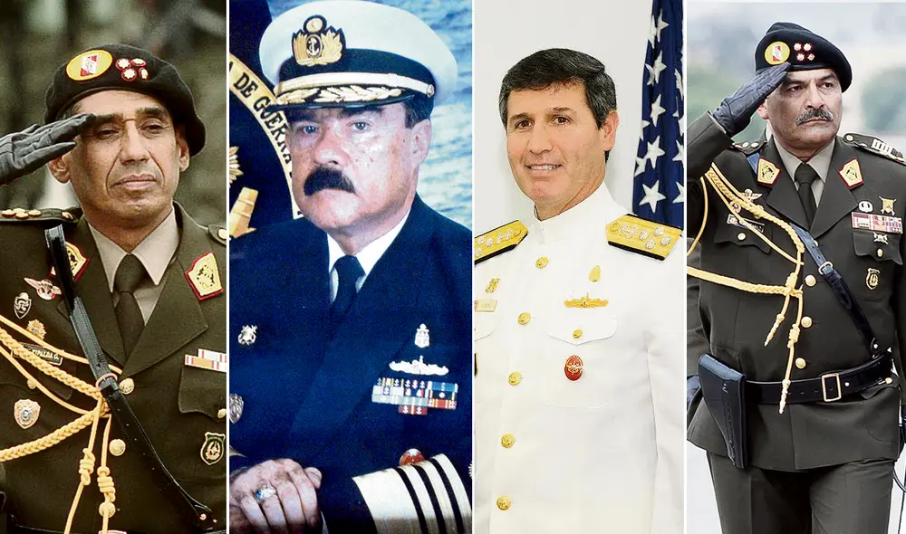 De izq. a der. Excomandante general. General EP (r) Víctor Ripalda, exjefes CCFFAA: Almirante (r) Frank Boyle, General EP Leonel Cabrera, Almirante (r) José Aste Daffós; y excomandante general. General EP (r) Ricardo Moncada. Foto: composición/La República De izq. a der. Excomandante general. General EP (r) Víctor Ripalda, exjefes CCFFAA: Almirante (r) Frank Boyle, General EP Leonel Cabrera, Almirante (r) José Aste Daffós; y excomandante general. General EP (r) Ricardo Moncada. Foto: composición/La República