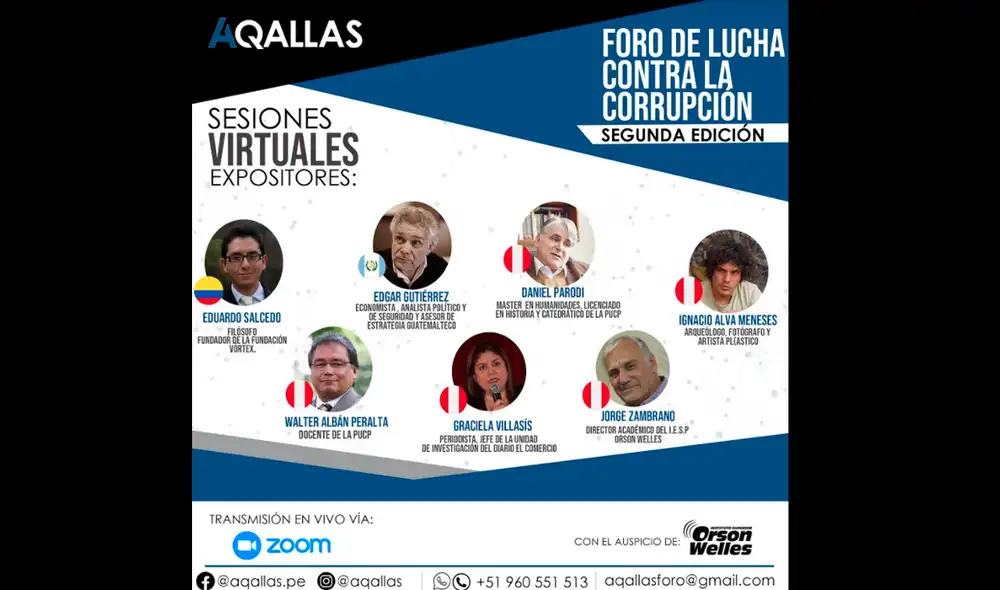 AQALLAS presenta segundo foro sobre la lucha contra la corrupción. Foto: Difusión AQALLAS presenta segundo foro sobre la lucha contra la corrupción. Foto: Difusión