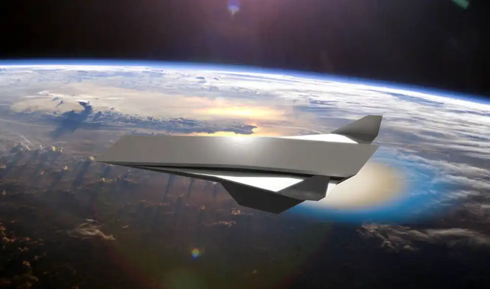 Representación artística del avión hipersónico con motor de detonación oblicua. Foto: NASA / Daniel Rosato / UCF