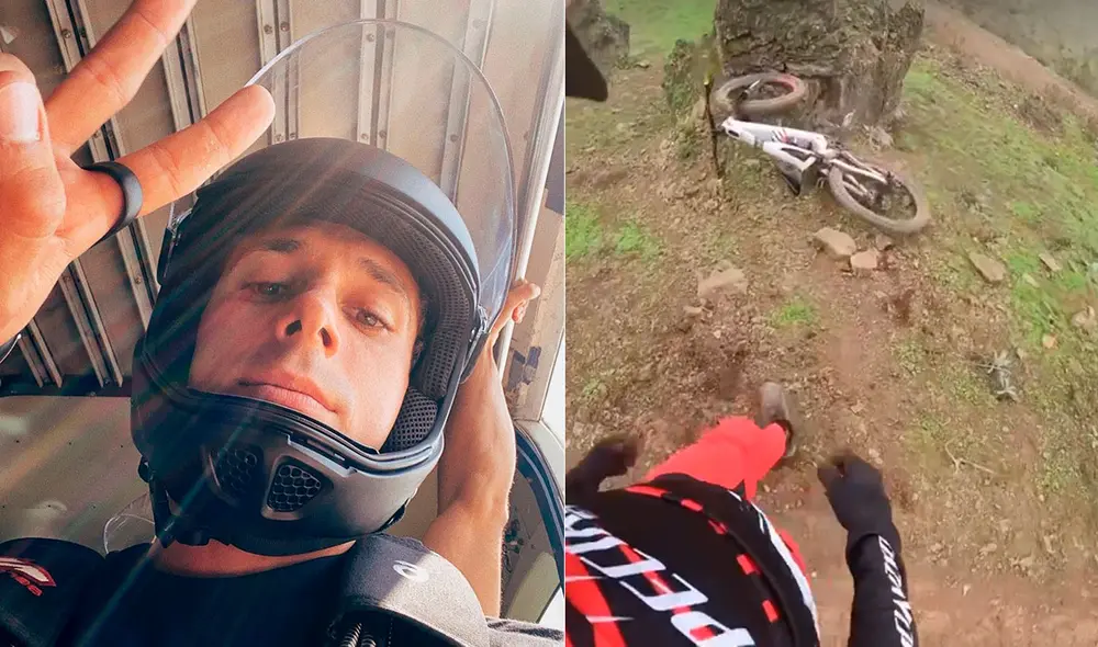 Hugo García se lastimó la canilla mientras practicaba ciclismo de montaña. Foto: Hugo García / Instagram