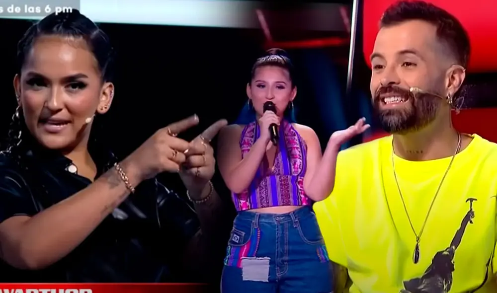 Milena Warthon sorprendió al pisar el set de La voz Perú. Su voz hizo que los cuatro entrenadores voltearan su silla. Foto: composición/captura de Latina Milena Warthon sorprendió al pisar el set de La voz Perú. Su voz hizo que los cuatro entrenadores voltearan su silla. Foto: composición/captura de Latina