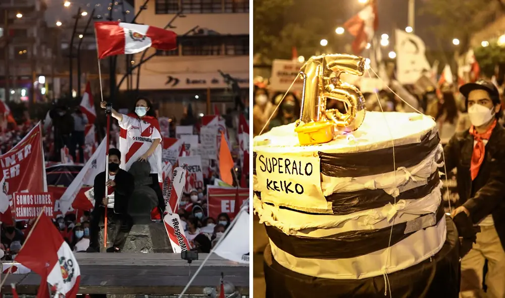 Ambos grupos de seguidores estuvieron reunidos en el centro de Lima. Foto: Aldair Mejia/Antonio Melgarejo/La República