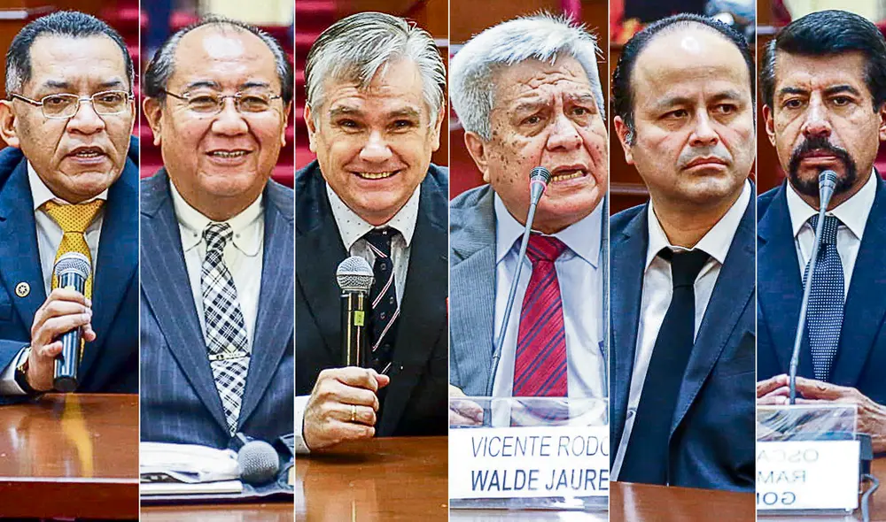 Luis A. Carrasco García. Fernando Calle Hayen. Carlos Hakansson Nieto. Vicente Walde Jáuregui. Aarón Oyarce Yuzzelli. Óscar Ramón Díaz Gonzales. Foto: composición LR Luis A. Carrasco García. Fernando Calle Hayen. Carlos Hakansson Nieto. Vicente Walde Jáuregui. Aarón Oyarce Yuzzelli. Óscar Ramón Díaz Gonzales. Foto: composición LR