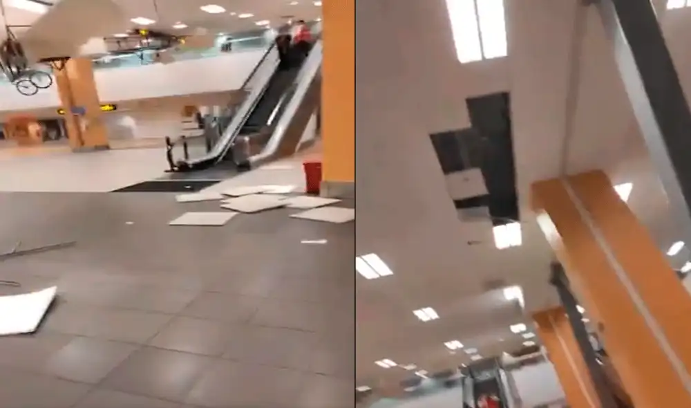 Se registraron daños en el interior del Aeropuerto Jorge Chávez. Foto: captura / Twitter. Se registraron daños en el interior del Aeropuerto Jorge Chávez. Foto: captura / Twitter.