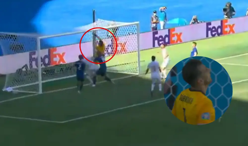 El portero de Eslovaquia le da la primer gol a España con autogol. Foto: captura DirecTV Sports El portero de Eslovaquia le da la primer gol a España con autogol. Foto: captura DirecTV Sports