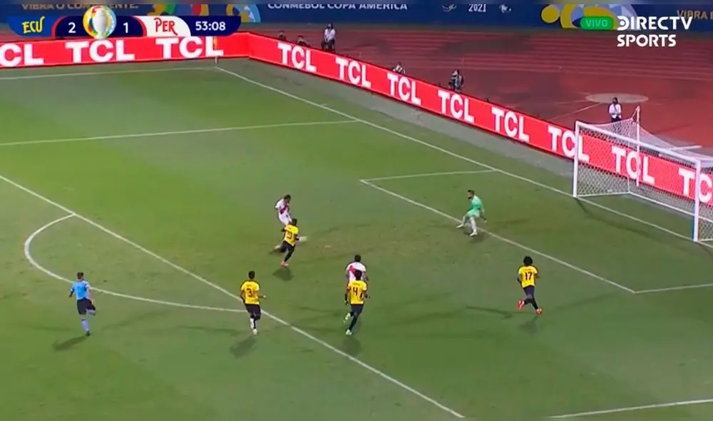 André Carrillo anotó el empate tras una genial jugada de Lapadula. Foto: captura/DirecTV Sports André Carrillo anotó el empate tras una genial jugada de Lapadula. Foto: captura/DirecTV Sports