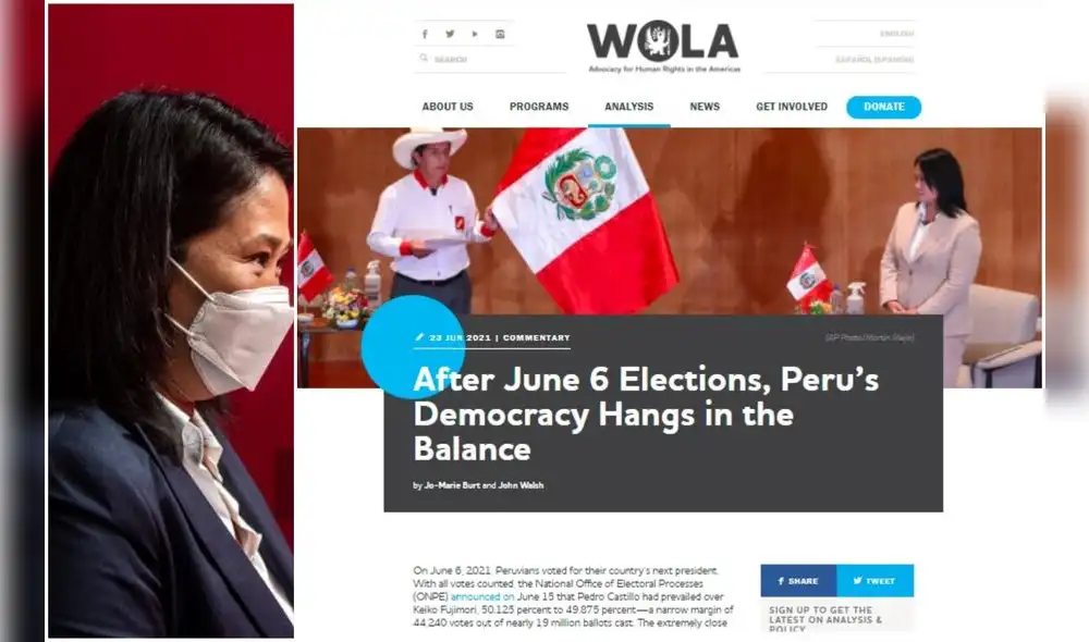 WOLA critica, además, “el papel grotescamente irresponsable de los principales medios de comunicación peruanos”. Foto: AFP