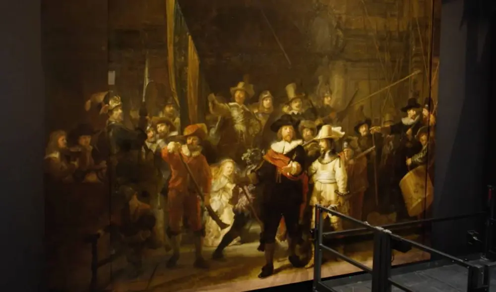 El óleo original de "La ronda de la noche" de Rembrandt fue cortado a propósito hace más de tres siglos para que cupiere en una pared más pequeña. Foto: Rijksmuseum/Techspot