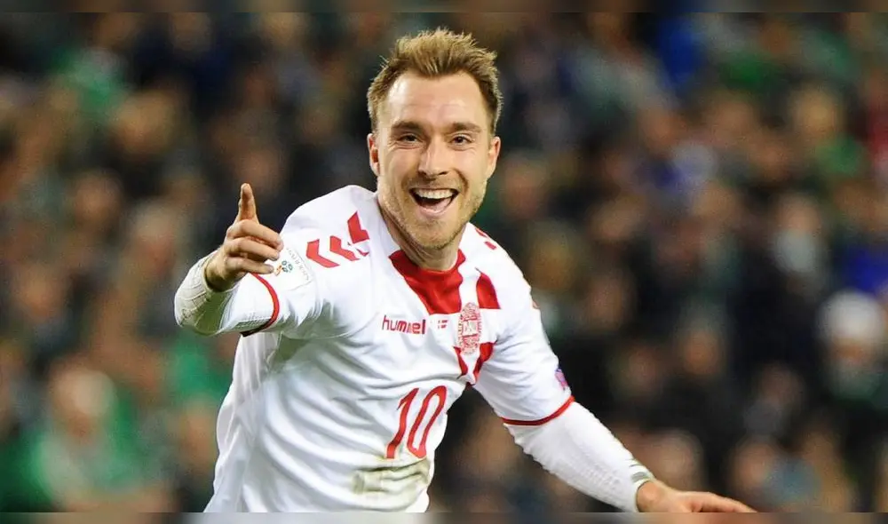 Christian Eriksen con la camiseta de la Selección de Dinamarca. Foto: EFE