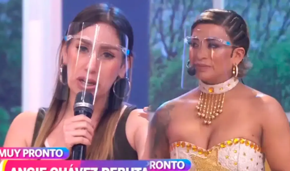 Angie Chávez recibió una sorpresa por parte de Paula Arias. Foto: captura de América TV