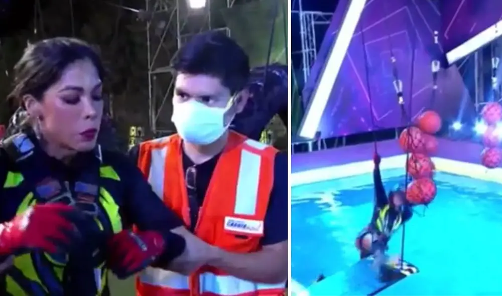 Karen Dejo tuvo que ser auxiliada por los paramédicos. Foto: captura de América TV Karen Dejo tuvo que ser auxiliada por los paramédicos. Foto: captura de América TV