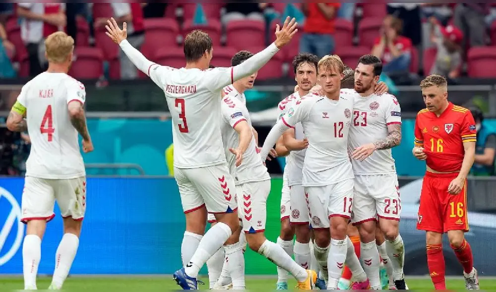 Dolberg anotó un doblete, Maehle y Braithwaite sellaron la goleada de Dinamarca sobre Gales. Foto: EFE