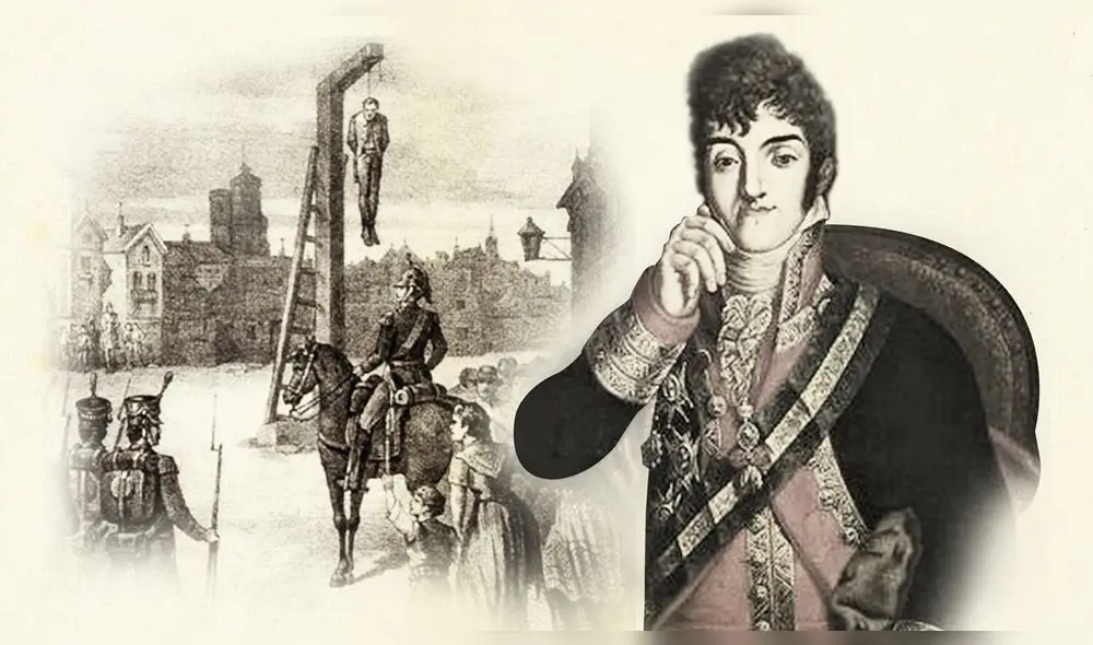 FERNANDO VII, UN BORBONAZO. Retrato de Fernando VII, rey de España entre 1808-1833, del peruano José Gil de Castro. El pintor mulato no conoció
por cierto al monarca, pero supo transmitir la arrogancia del régimen absolutista. En 1821, la rebelión del general Rafael de Riego obligó al rey a proclamar la vigencia de la Constitución de 1812, pero el Trienio Liberal sucumbiría en 1823, y Riego sería condenado a la horca.