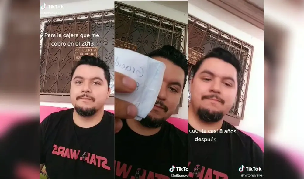 Nilton indicó, en el metraje, que el ticket era de julio de 2013. Foto: captura de TikTok