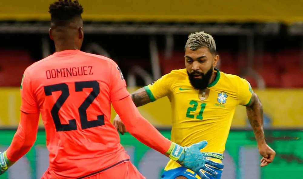 Brasil con Gabriel Barbosa buscará ampliar su record de victorias y frustrar la clasificación ecuatoriana. Foto: AFP