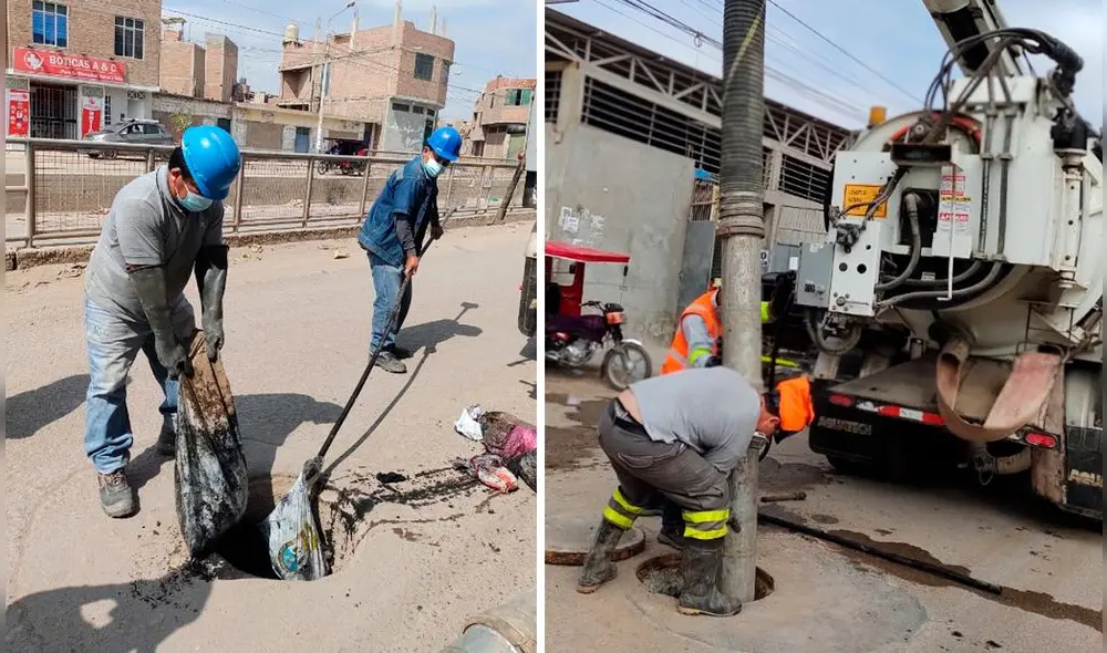 Limpieza y mantenimiento de la redes de alcantarillado en este sector se extenderá hasta el lunes 28 de junio. Foto: composición La República.