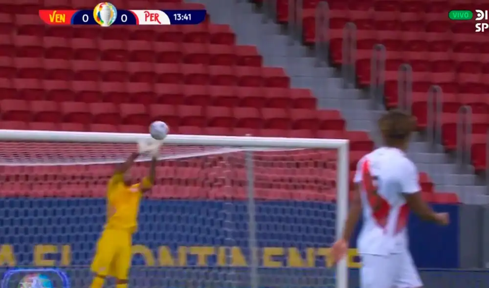 Pedro Gallese se lució con fenomenal atajada ante Venezuela por la fecha 5 del Grupo B de la Copa América 2021. Foto: captura América TV