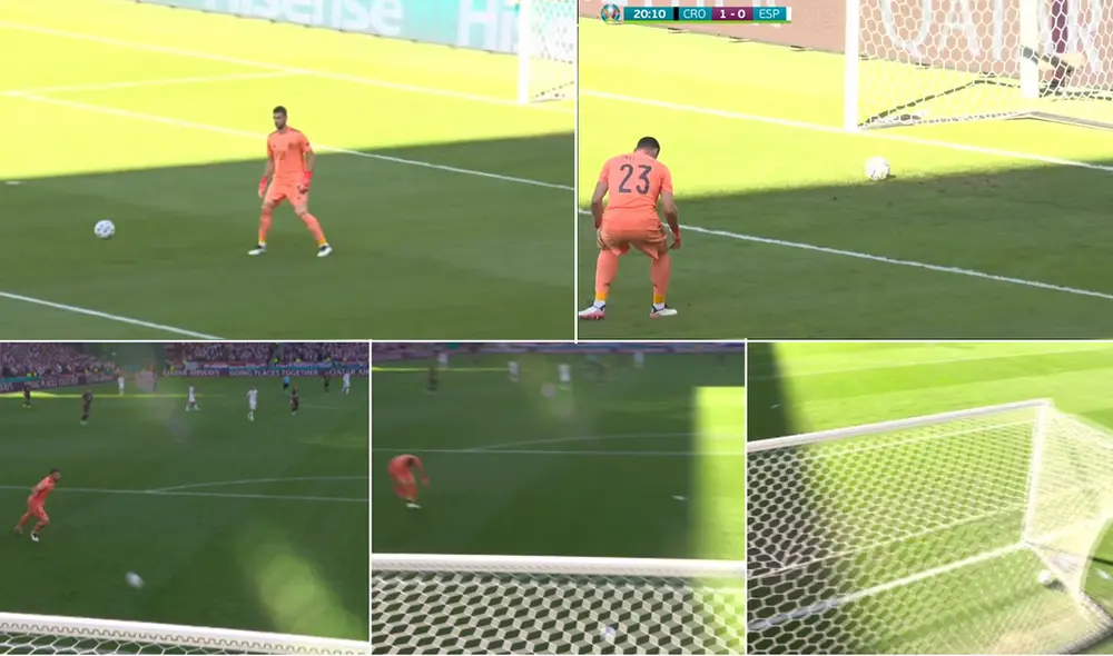 Unai Simón cometió un nuevo blooper con España. Foto: captura de video/DirecTV Sports