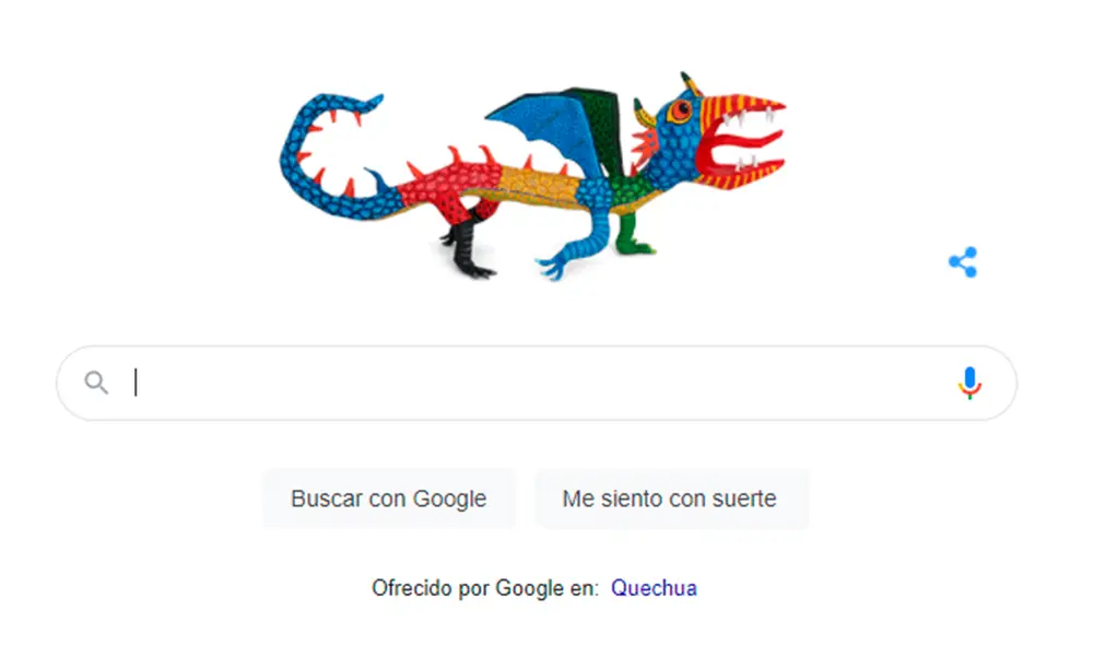 En el doodle cada parte del 'alebrije' representa las letras de Google, sus colores y las formas características de estas criaturas. Foto: captura de Google